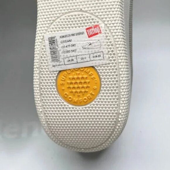 FITFLOP GLITTER CREAM GREY HOUNDSTOOTH SUPERSKATE TEXTILE WEDGE LOAFERS FLATS - Picture 10 of 10